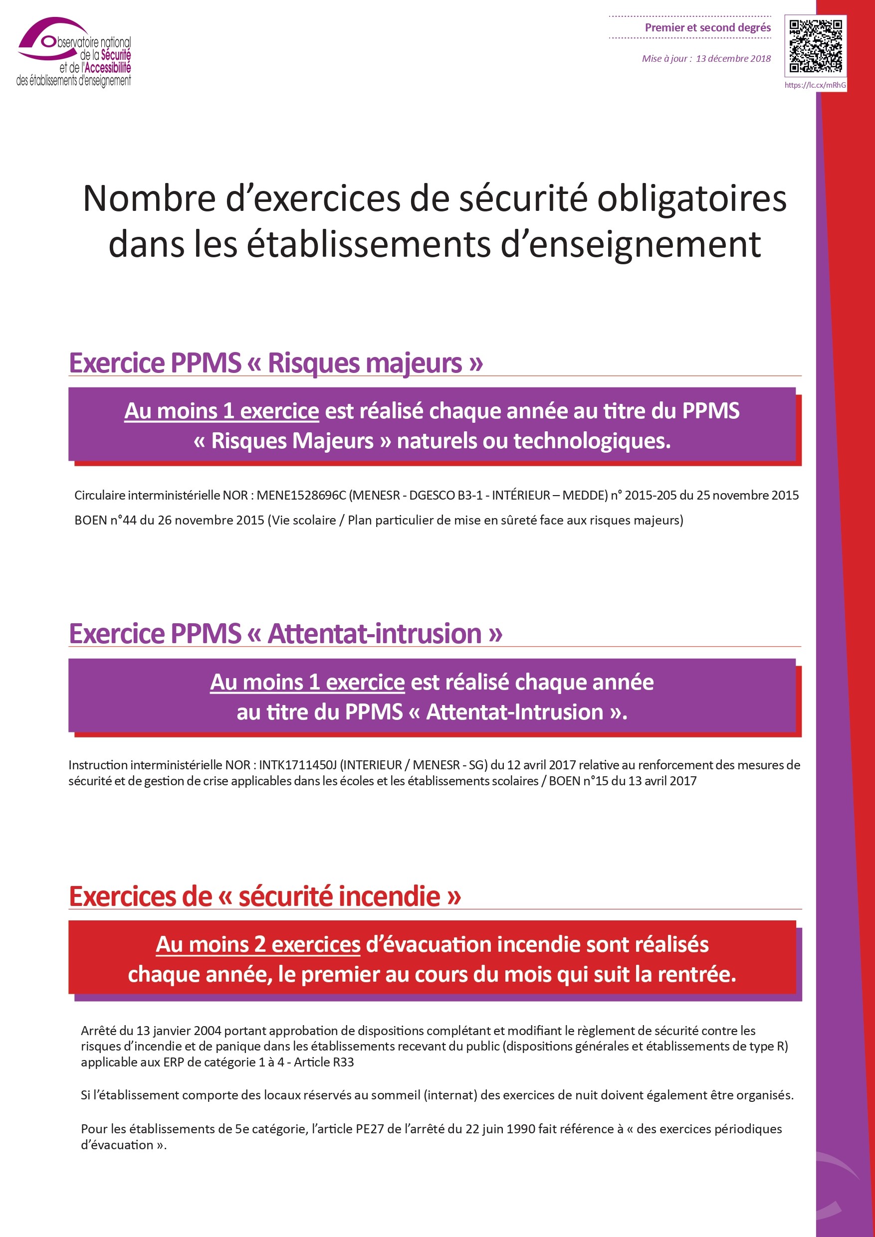 AFFICHE EXERCICES DE SECURITE - RDT 2022