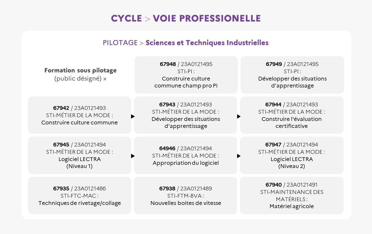 EAFC - infographie cycle voie pro - STI pilotage
