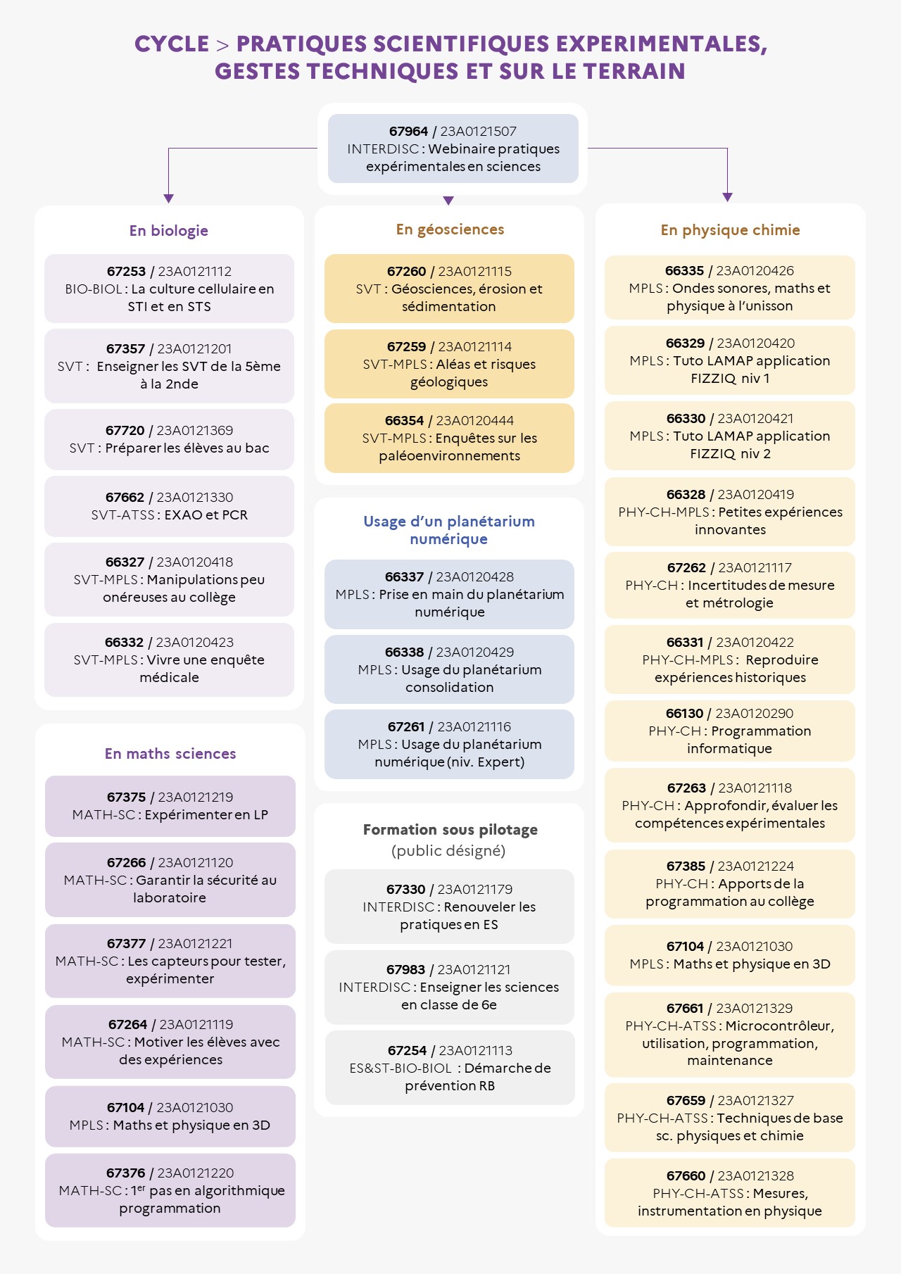 EAFC - Infographie du cycle Pratiques expérimentales