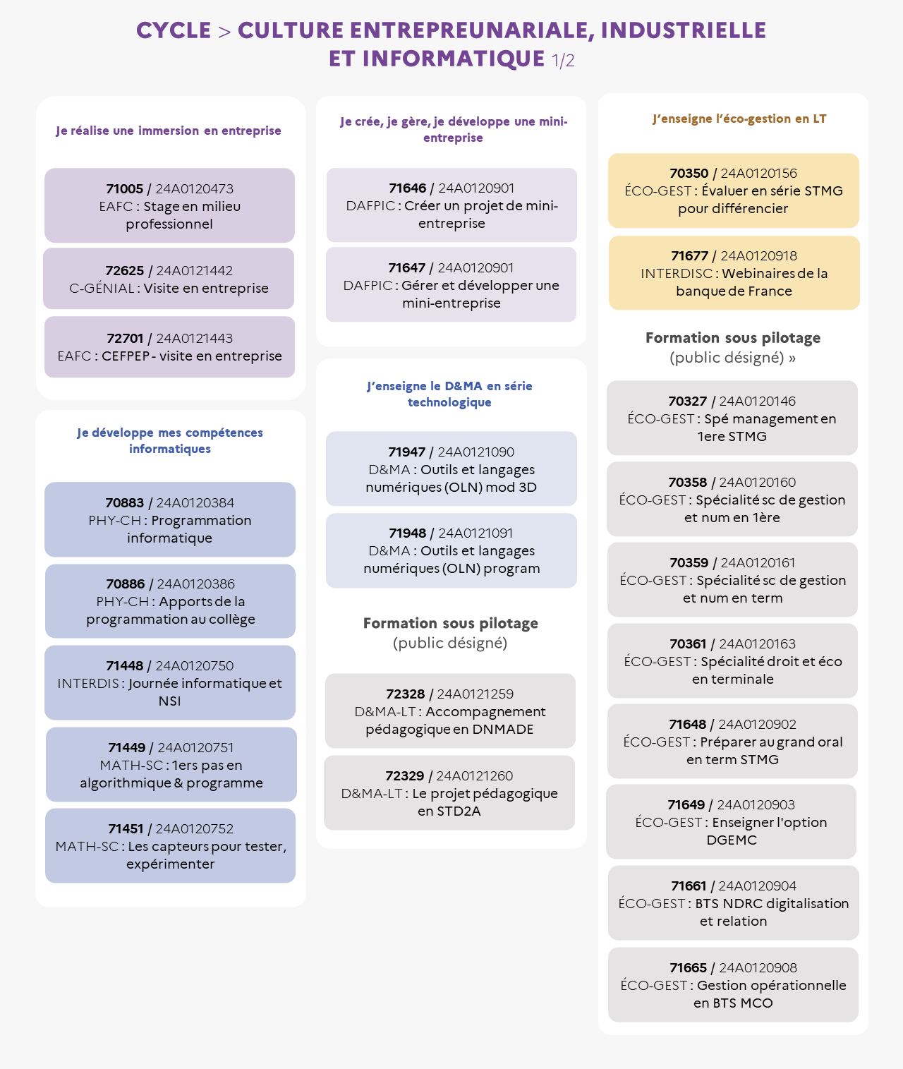 EAFC - Infographie cycle Culture entrepreunariale, industrielle et informatique 1/2