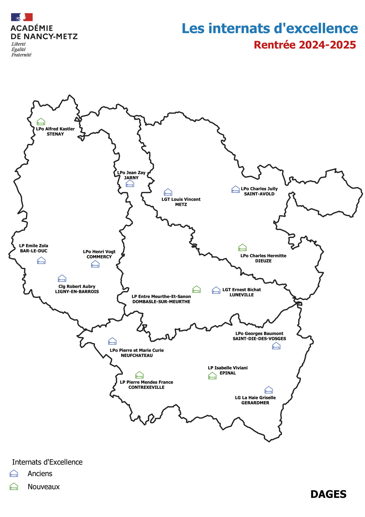 Carte des internats d'excellence - 2024-2025