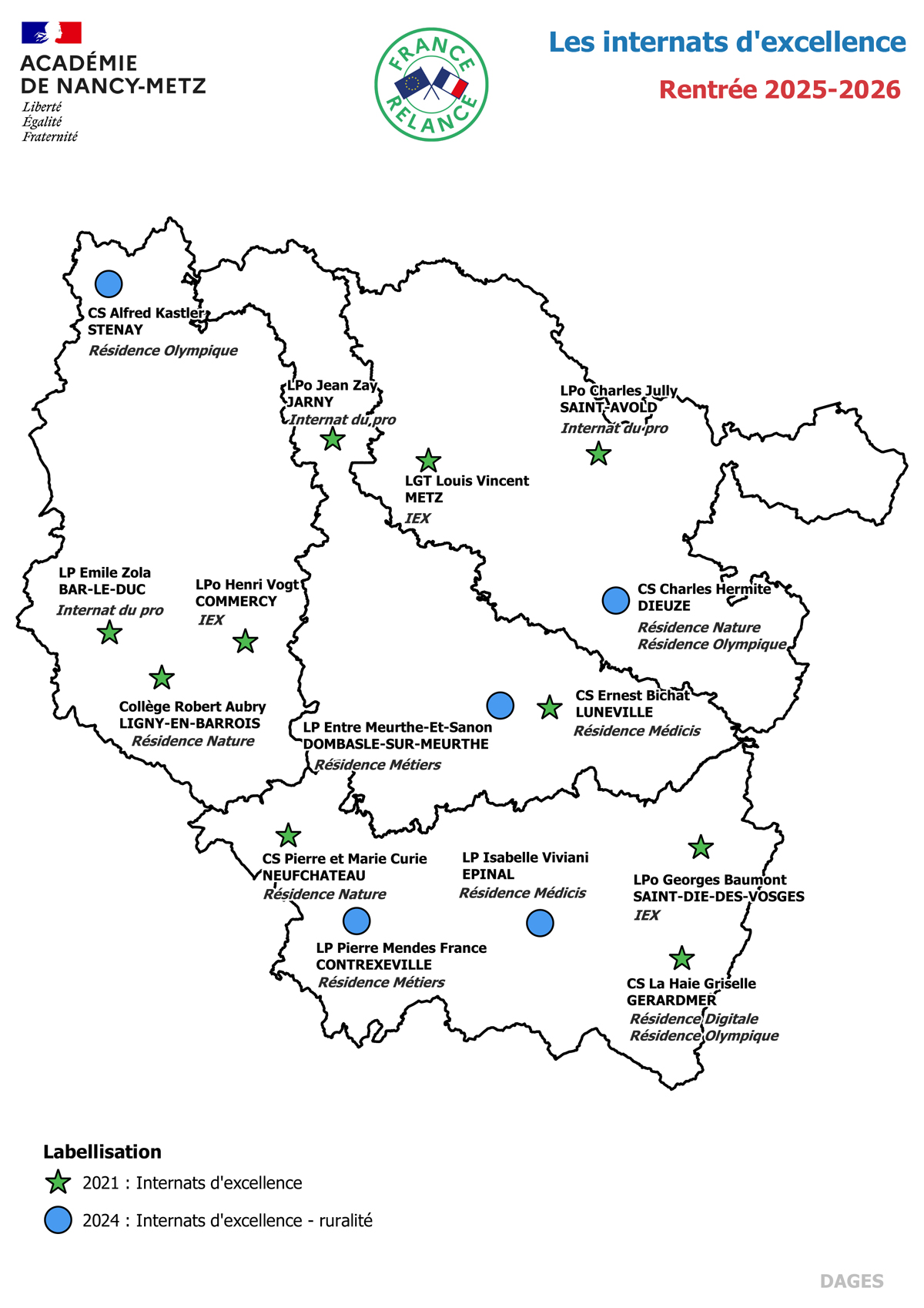 Carte des internats d'excellence - 2025-2026