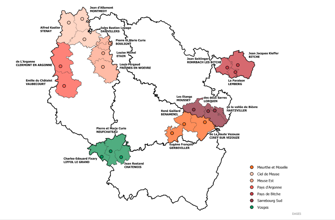 Carte des TER dans l'académie