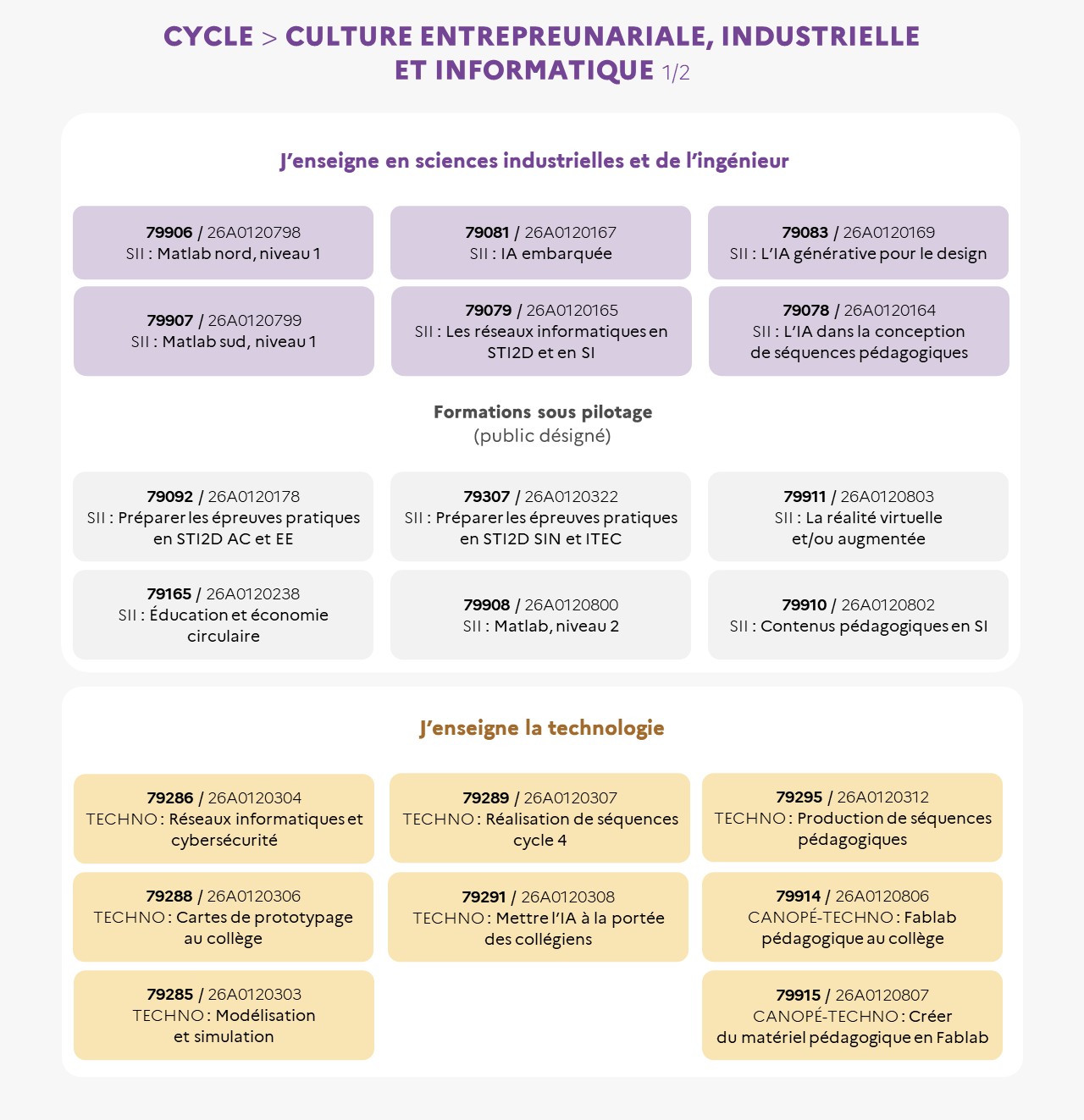 EAFC - Infographie - Cycle Culture entrepreunariale, industrielle et informatique 1/2